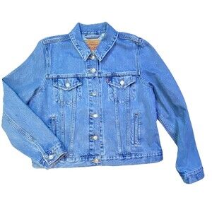 Levi's Jean Trucker Jacket Classic Denim Long Sleeve Button Down Womens XL